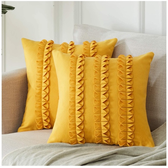Other - Wool Blend Solid Cushion Covers Mustard Yellow